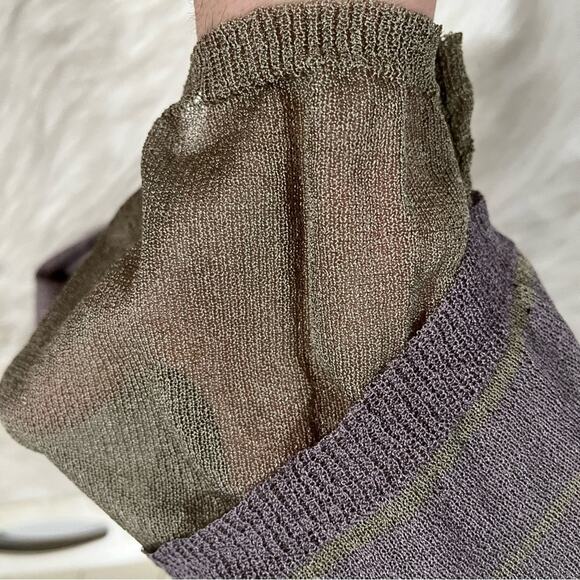 NEW Max Studio Rayon Two Tone Contrast Striped Semi Sheer Knit Sleeveless Top M - Picture 14 of 16